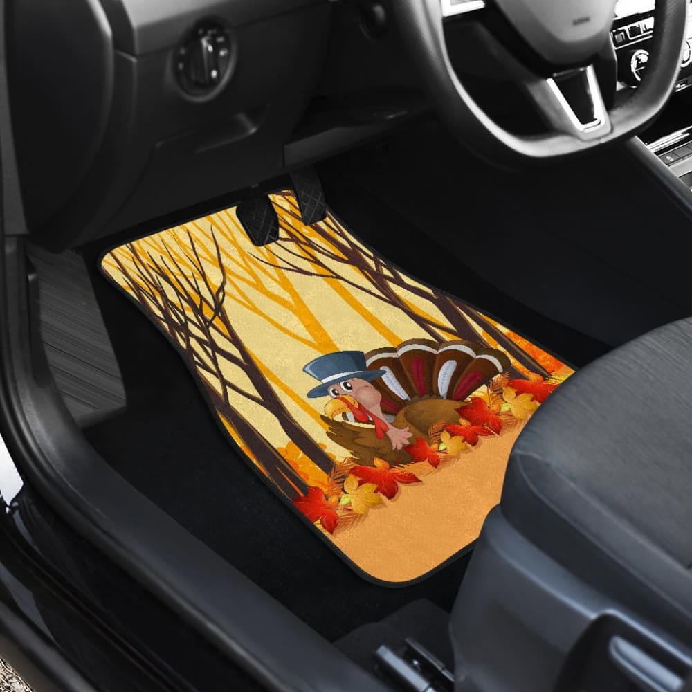 Thanksgiving Turkey In Autumn Leaves Tree Car Floor Mats 211305 - YourCarButBetter