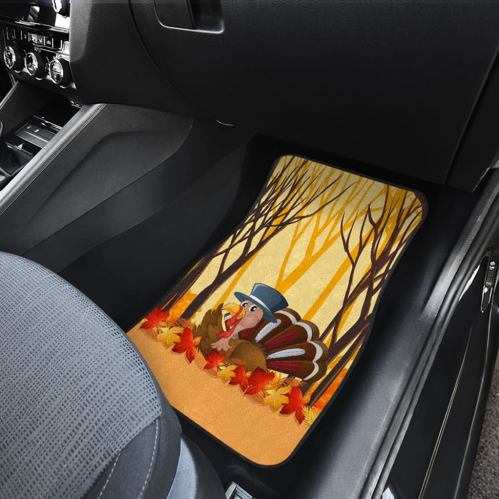 Thanksgiving Turkey In Autumn Leaves Tree Car Floor Mats 211305 - YourCarButBetter