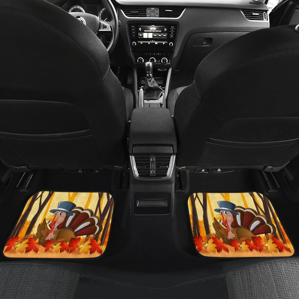Thanksgiving Turkey In Autumn Leaves Tree Car Floor Mats 211305 - YourCarButBetter