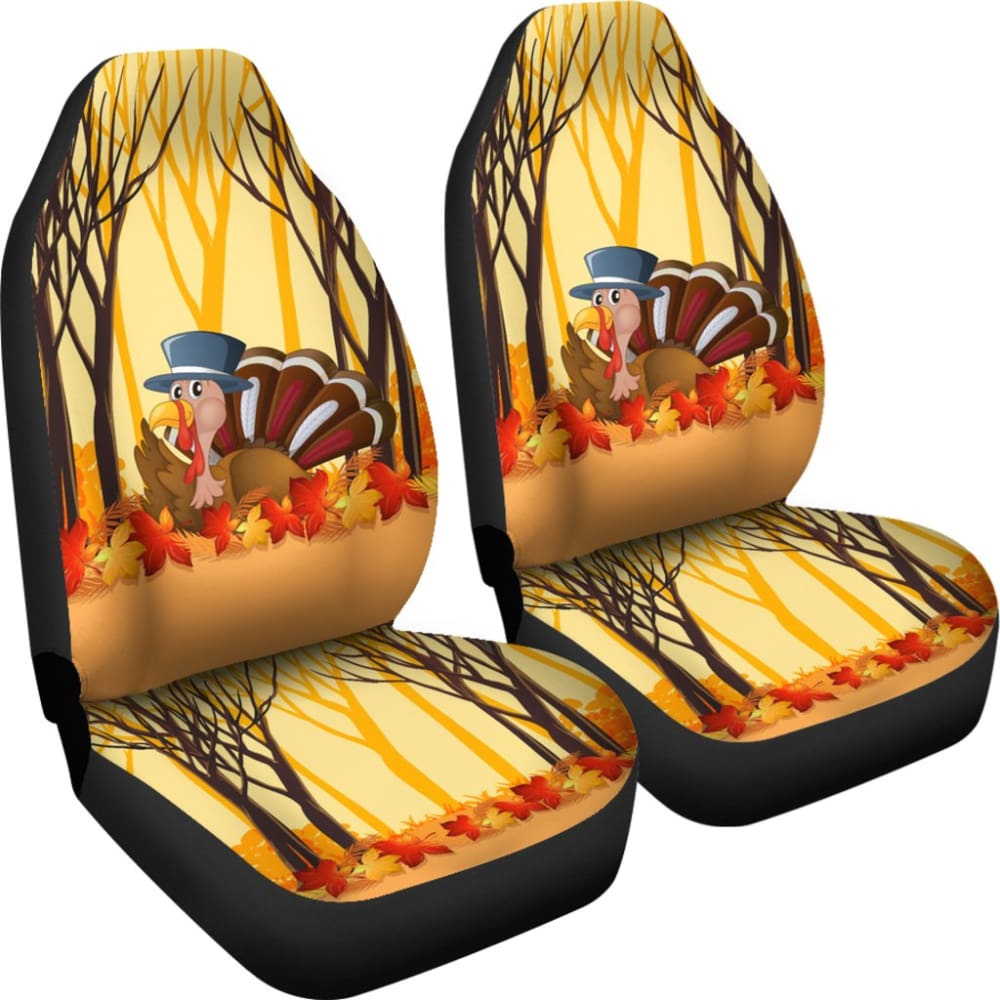 Thanksgiving Turkey In Autumn Leaves Tree Car Seat Covers 211305 - YourCarButBetter