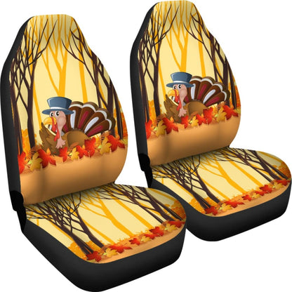 Thanksgiving Turkey In Autumn Leaves Tree Car Seat Covers 211305 - YourCarButBetter