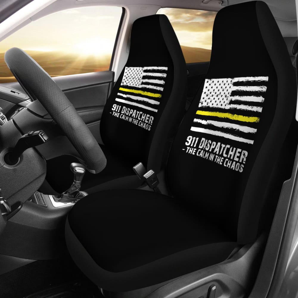 The Calm Voice In The Chaos 911 Dispatchers Thin Yellow Line Car Seat Covers 213003 - YourCarButBetter