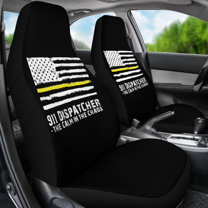 The Calm Voice In The Chaos 911 Dispatchers Thin Yellow Line Car Seat Covers 213003 - YourCarButBetter