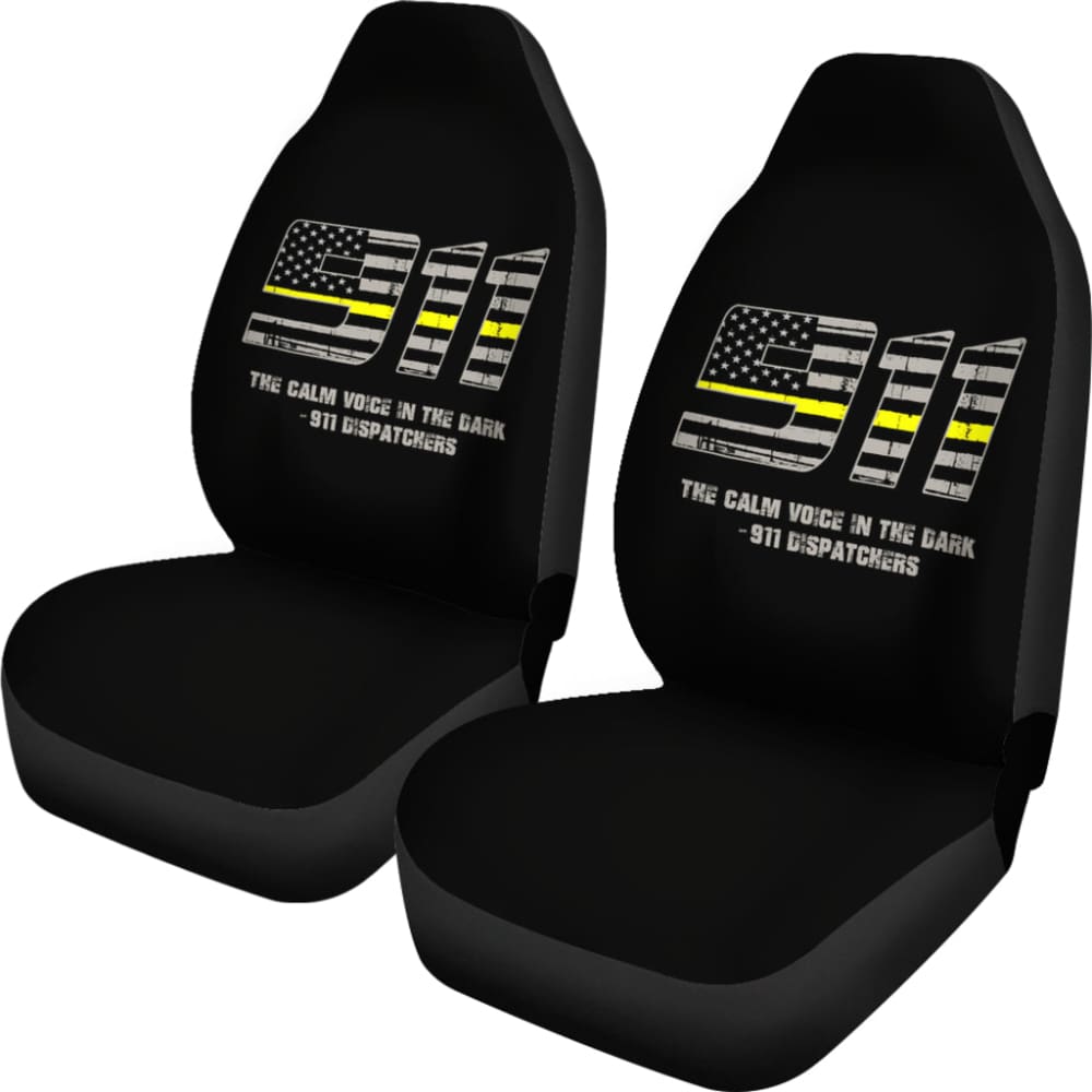 The Calm Voice In The Dark 911 Dispatchers Thin Yellow Line Car Seat Covers 213003 - YourCarButBetter