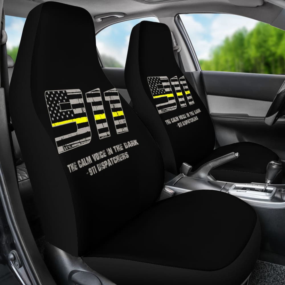 The Calm Voice In The Dark 911 Dispatchers Thin Yellow Line Car Seat Covers 213003 - YourCarButBetter