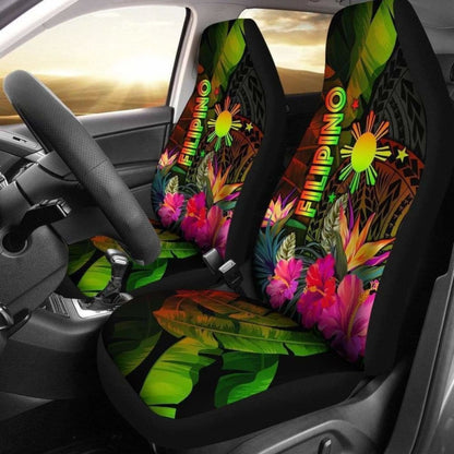 The Philippines Polynesian Car Seat Covers - Hibiscus And Banana Leaves - 232125 - YourCarButBetter