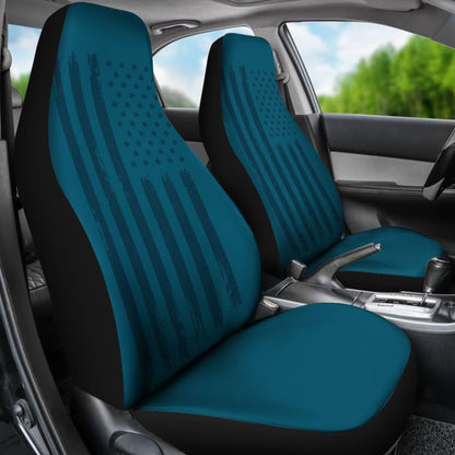 Thin Black Line Blue American Flag Car Seat Covers 211206 - YourCarButBetter