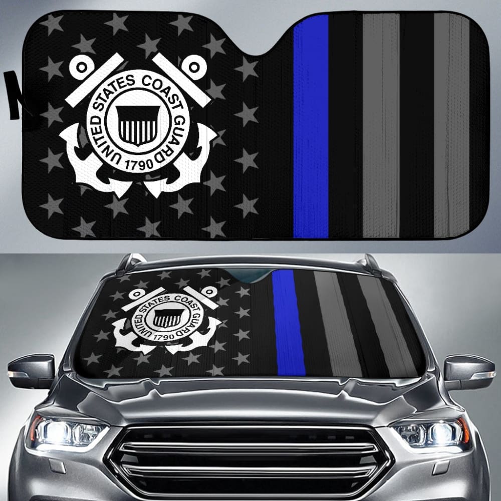 Thin Blue Line American Flag US Coast Guard Car Auto Sun Shades Custom 1 210701 - YourCarButBetter