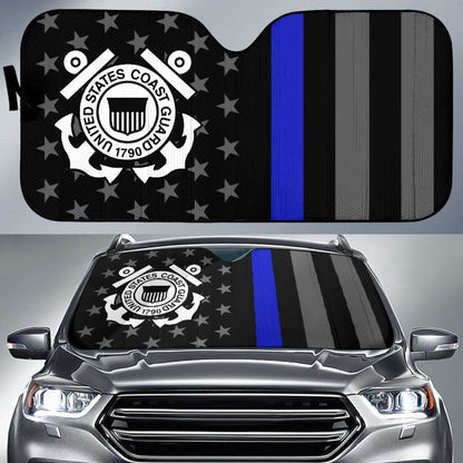 Thin Blue Line American Flag US Coast Guard Car Auto Sun Shades Custom 1 210701 - YourCarButBetter