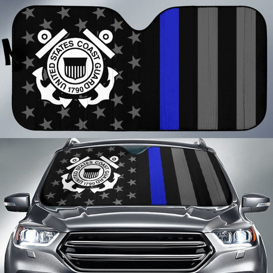 Thin Blue Line American Flag US Coast Guard Car Auto Sun Shades Custom 1 210701 - YourCarButBetter