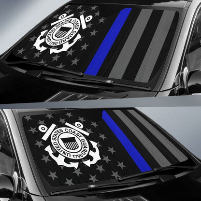 Thin Blue Line American Flag US Coast Guard Car Auto Sun Shades Custom 1 210701 - YourCarButBetter