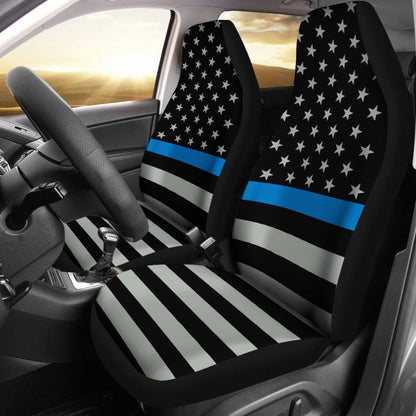 Thin Blue Line Flag Car Seat Covers Amazing Gift Ideas 101819 - YourCarButBetter