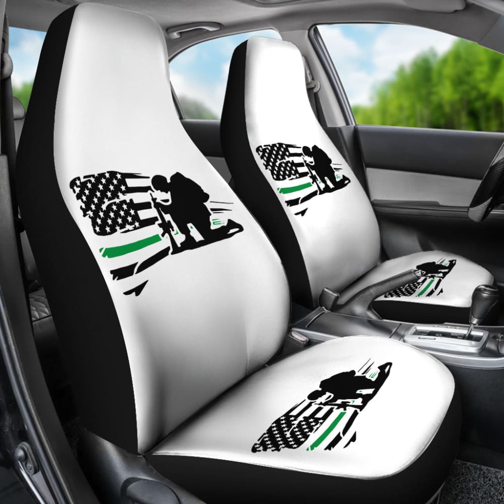 Thin Green Line American Flag Car Seats Covers Honoring Military 213003 - YourCarButBetter