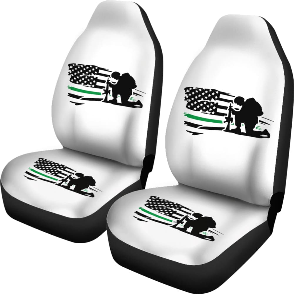 Thin Green Line American Flag Car Seats Covers Honoring Military 213003 - YourCarButBetter