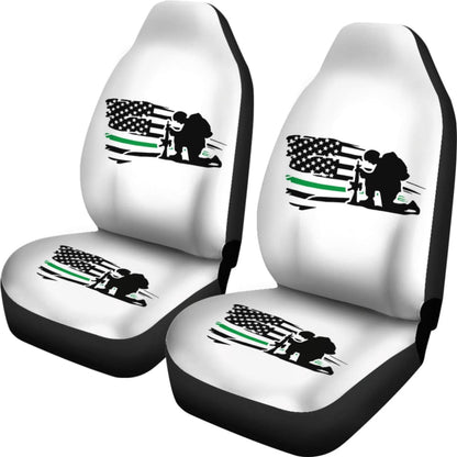 Thin Green Line American Flag Car Seats Covers Honoring Military 213003 - YourCarButBetter