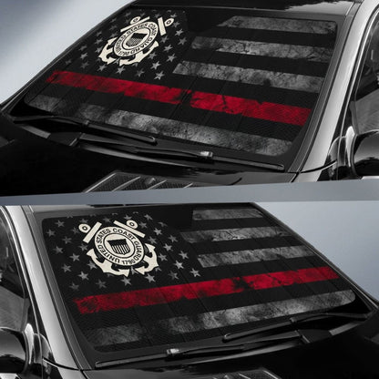 Thin Red Line American Flag US Coast Guard Car Auto Sun Shades Custom 1 210701 - YourCarButBetter