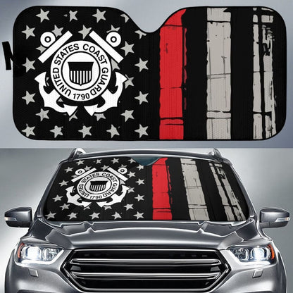 Thin Red Line American Flag US Coast Guard Car Auto Sun Shades Custom 2 210701 - YourCarButBetter