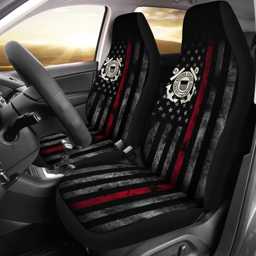 Thin Red Line American Flag US Coast Guard Car Seat Covers Custom 1 210701 - YourCarButBetter