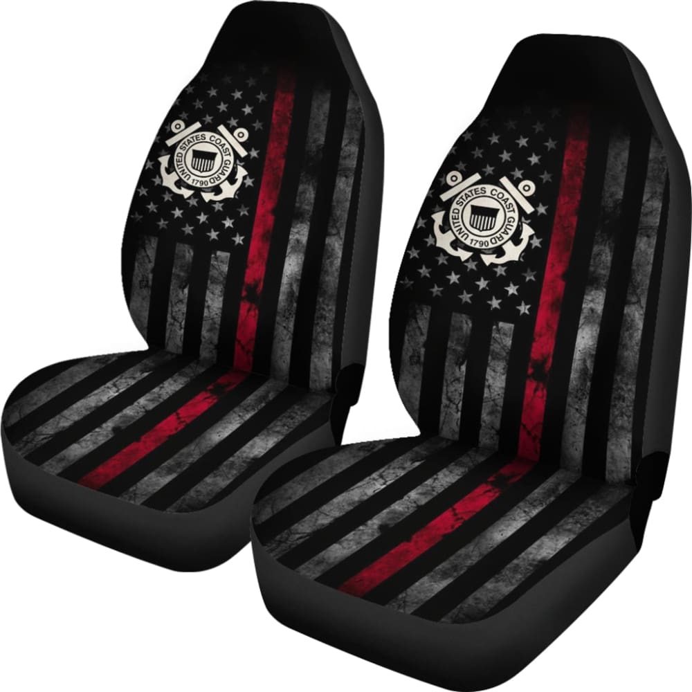 Thin Red Line American Flag US Coast Guard Car Seat Covers Custom 1 210701 - YourCarButBetter