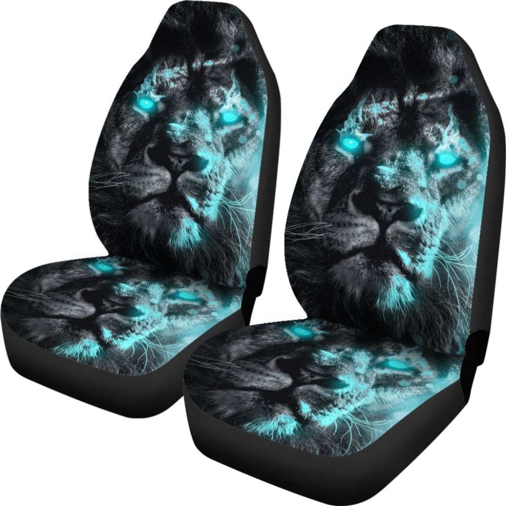 Thunder Lightning Blue Eyes Lion Car Seat Covers 212702 - YourCarButBetter