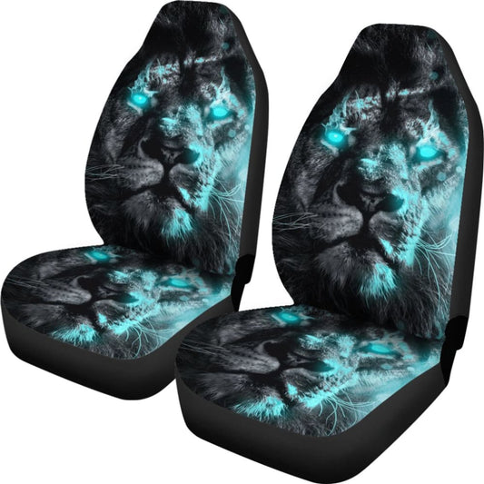 Thunder Lightning Blue Eyes Lion Car Seat Covers 212702 - YourCarButBetter
