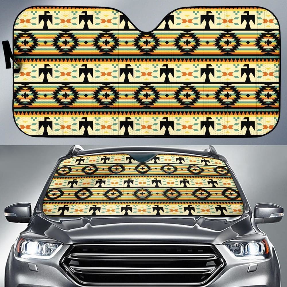 Thunderbirds Yellow Native American Symbol Auto Sun Shades 093223 - YourCarButBetter
