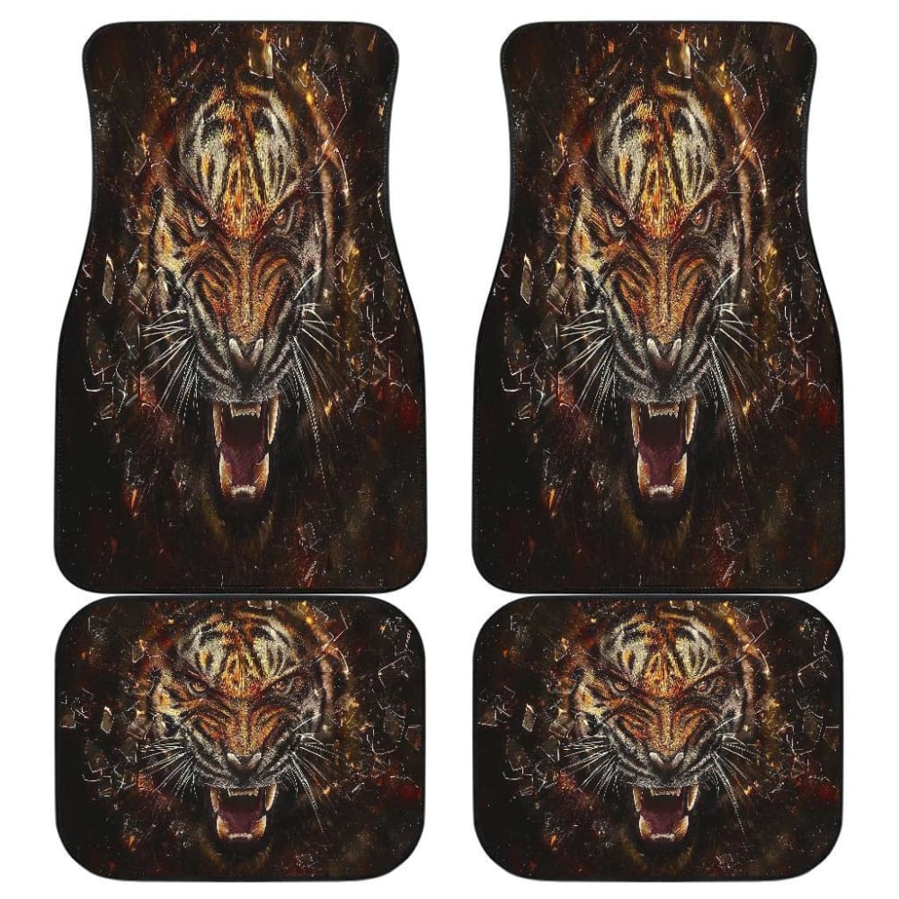 Tiger 3D Angry Face Wild Animal Car Floor Mats 174510 - YourCarButBetter