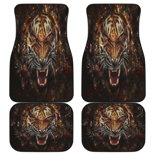 Tiger 3D Angry Face Wild Animal Car Floor Mats 174510 - YourCarButBetter