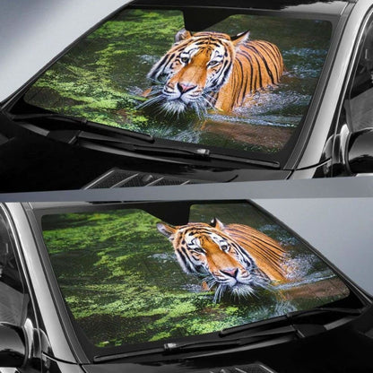 Tiger Big Cat Swim Hd Car Sun Shade 172609 - YourCarButBetter