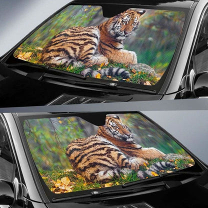 Tigress Cub Autumn 4K Car Sun Shade 172609 - YourCarButBetter