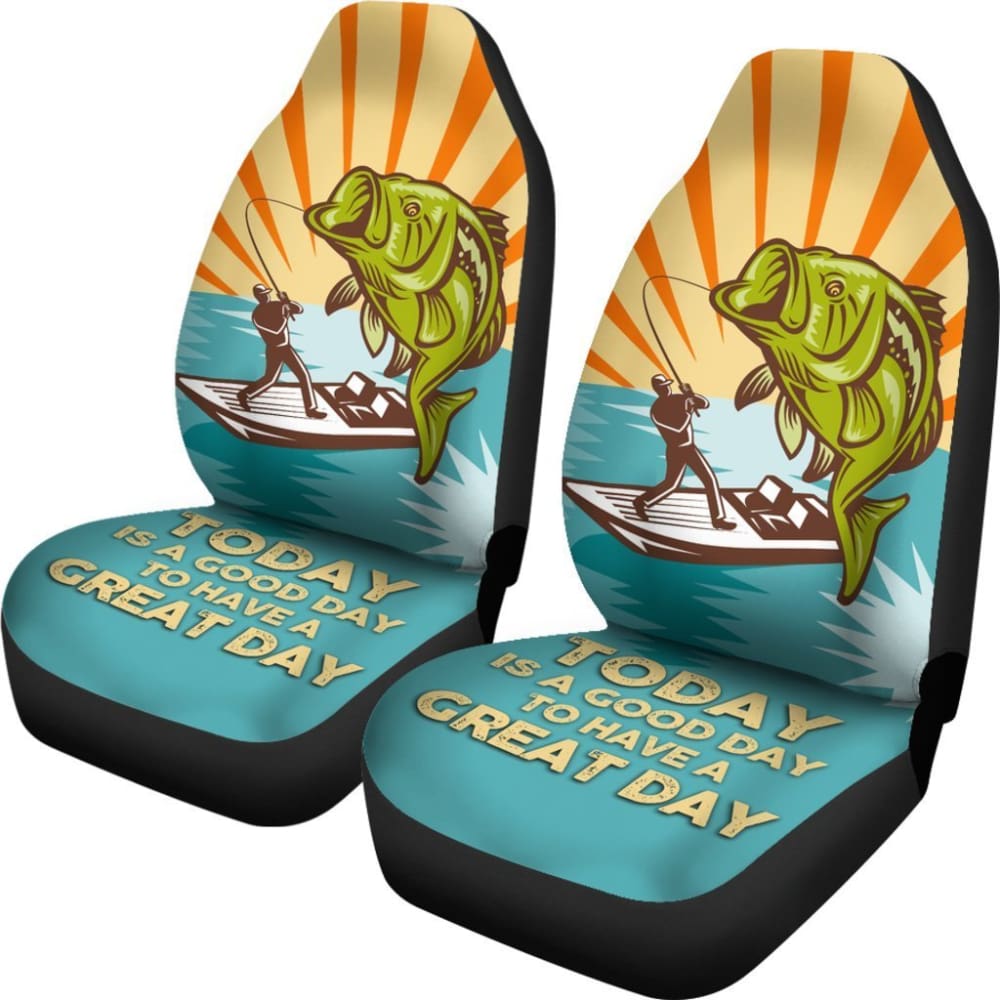 Today Is A Good Day To Have A Great Day Retro Fishing Car Seat Covers 182417 - YourCarButBetter
