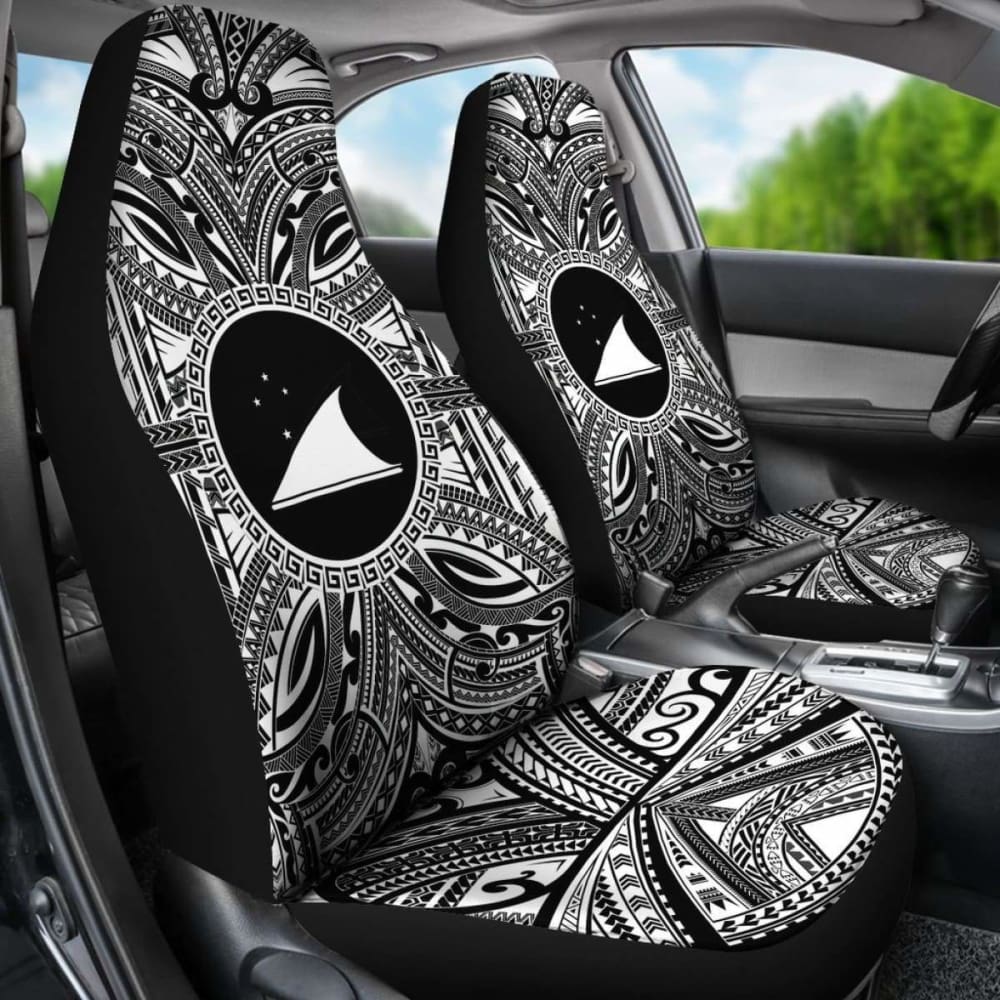Tokelau Car Seat Cover - Tokelau Coat Of Arms Polynesian White Black 105905 - YourCarButBetter