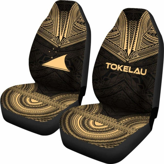 Tokelau Car Seat Cover - Tokelau Flag Polynesian Chief Tattoo Gold Version - 10 174914 - YourCarButBetter