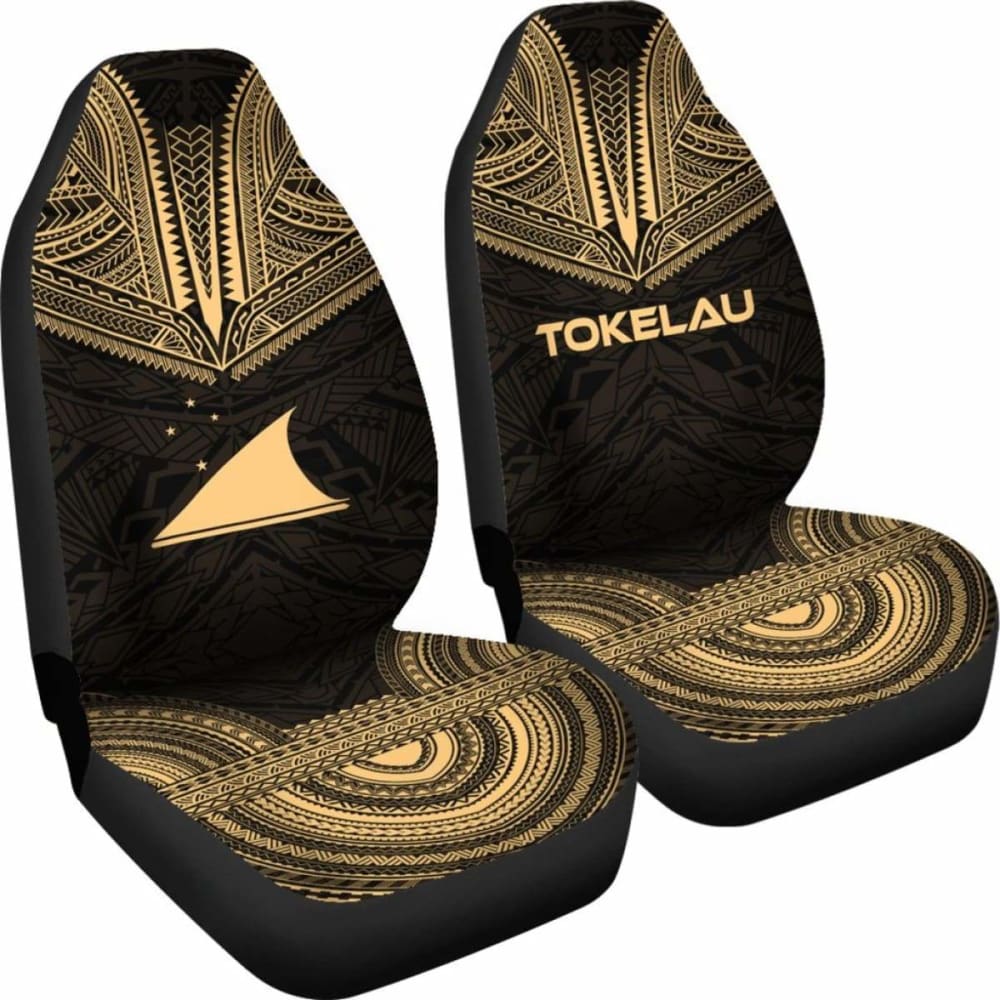 Tokelau Car Seat Cover - Tokelau Flag Polynesian Chief Tattoo Gold Version - 10 174914 - YourCarButBetter