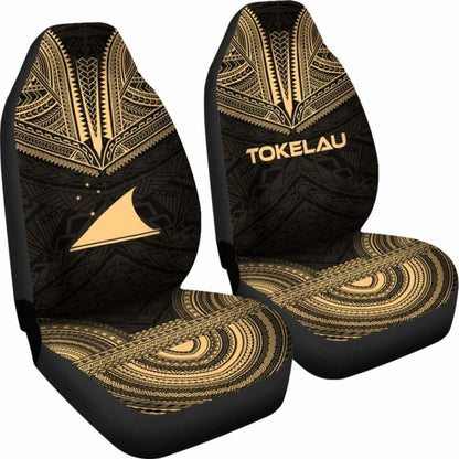Tokelau Car Seat Cover - Tokelau Flag Polynesian Chief Tattoo Gold Version - 10 174914 - YourCarButBetter