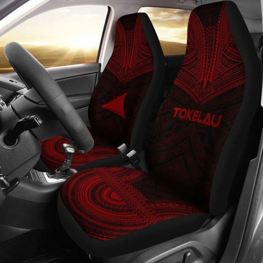 Tokelau Car Seat Cover - Tokelau Flag Polynesian Chief Tattoo Red Version - 10 174914 - YourCarButBetter