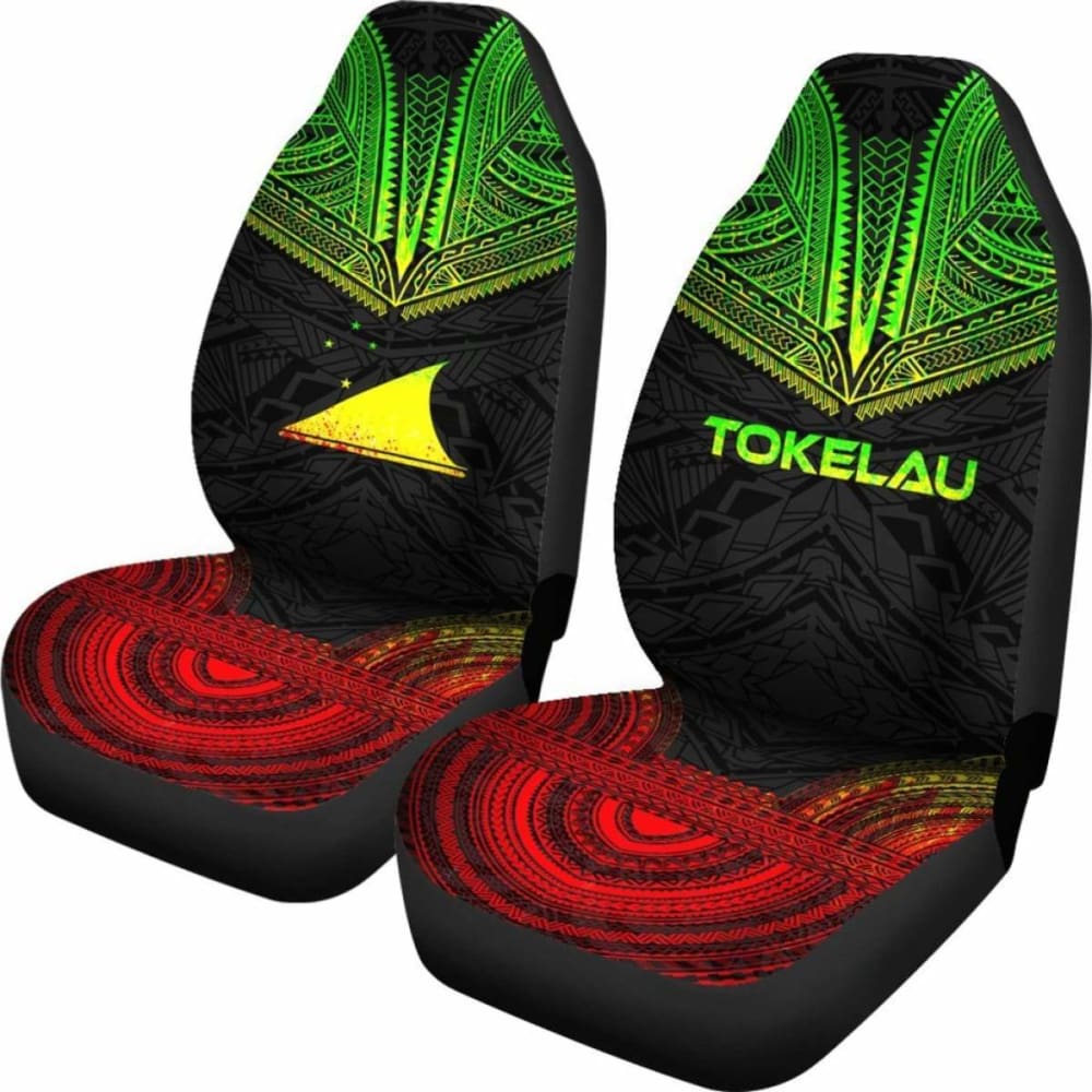 Tokelau Car Seat Cover - Tokelau Flag Polynesian Chief Tattoo Reggae Version - 10 174914 - YourCarButBetter