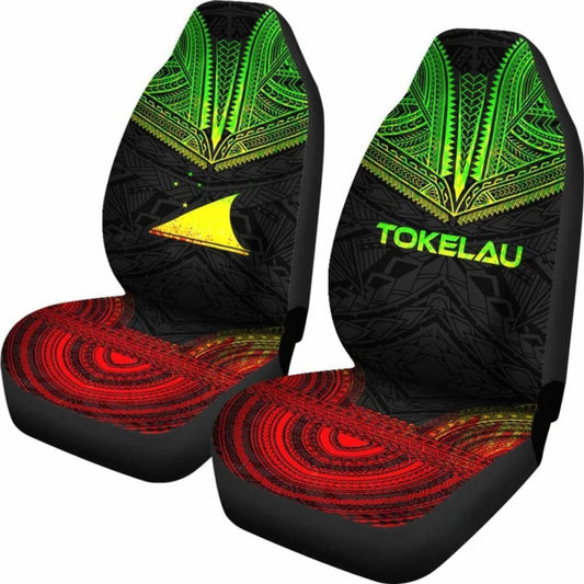 Tokelau Car Seat Cover - Tokelau Flag Polynesian Chief Tattoo Reggae Version - 10 174914 - YourCarButBetter