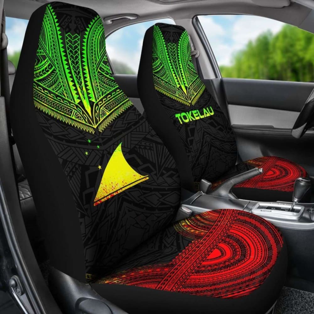 Tokelau Car Seat Cover - Tokelau Flag Polynesian Chief Tattoo Reggae Version - 10 174914 - YourCarButBetter
