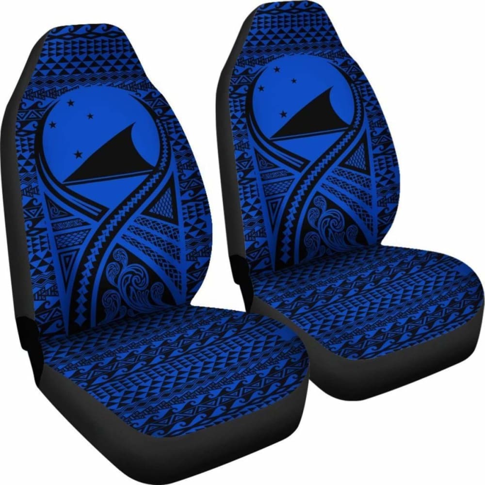 Tokelau Car Seat Cover - Tokelau Flag Polynesian Tattoo Blue - 9 174914 - YourCarButBetter