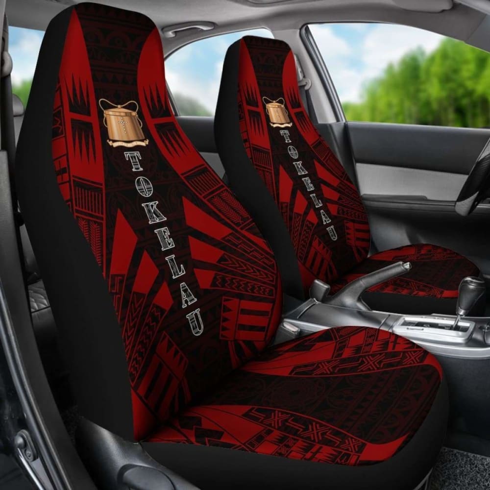 Tokelau Car Seat Covers - Tokelau Coat Of Arms Polynesian Tattoo Red - 105905 - YourCarButBetter
