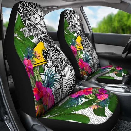 Tokelau Car Seat Covers White - Turtle Plumeria Banana Leaf - 091114 - YourCarButBetter