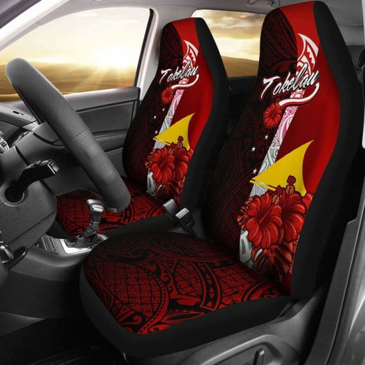 Tokelau Polynesian Car Seat Covers - Coat Of Arm With Hibiscus - 232125 - YourCarButBetter
