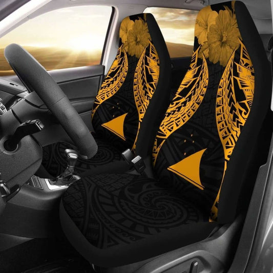 Tokelau Polynesian Car Seat Covers Pride Seal And Hibiscus Gold - 232125 - YourCarButBetter