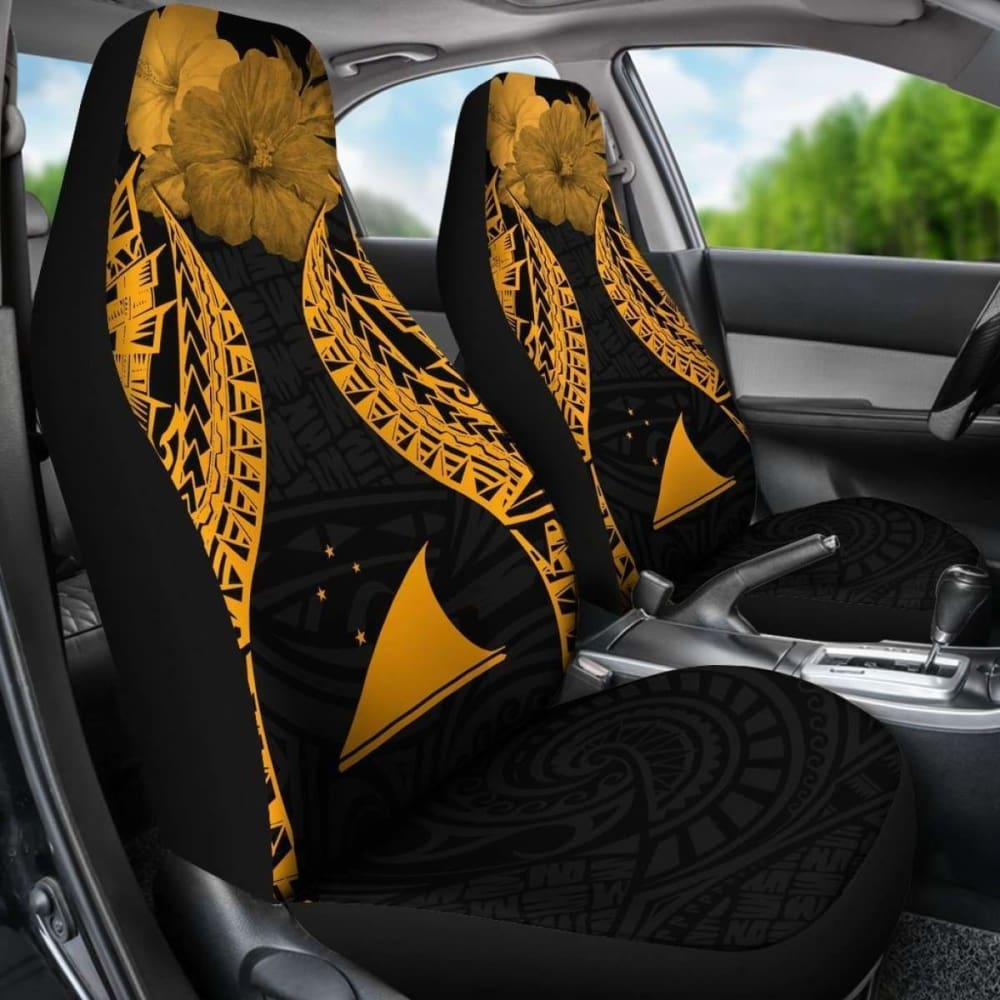 Tokelau Polynesian Car Seat Covers Pride Seal And Hibiscus Gold - 232125 - YourCarButBetter