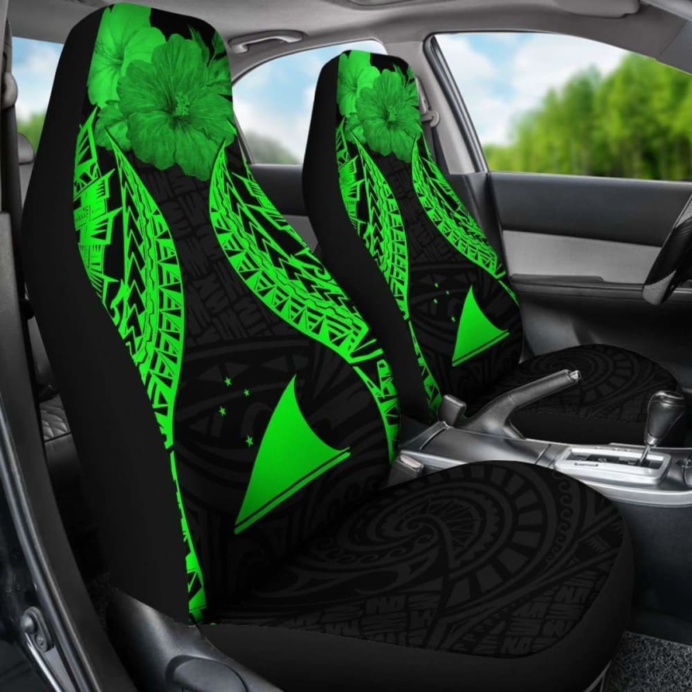 Tokelau Polynesian Car Seat Covers Pride Seal And Hibiscus Green - 232125 - YourCarButBetter