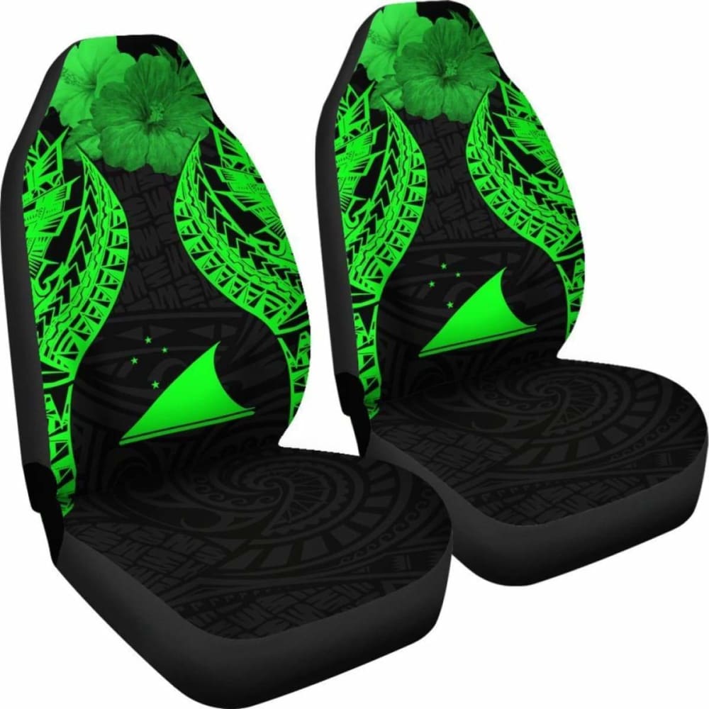 Tokelau Polynesian Car Seat Covers Pride Seal And Hibiscus Green - 232125 - YourCarButBetter