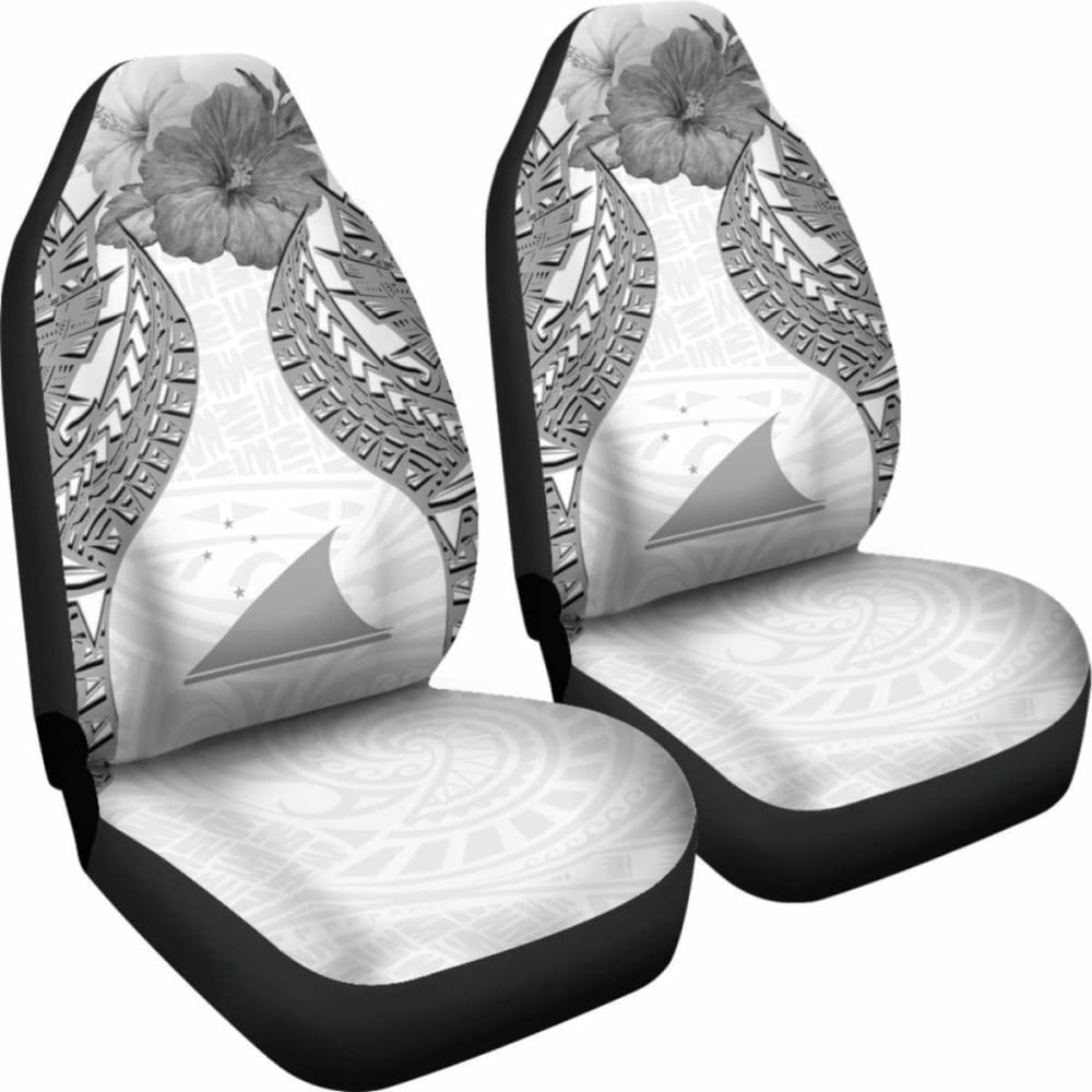 Tokelau Polynesian Car Seat Covers Pride Seal And Hibiscus White - 232125 - YourCarButBetter