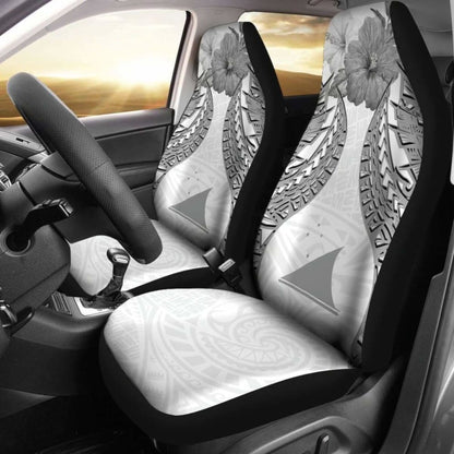 Tokelau Polynesian Car Seat Covers Pride Seal And Hibiscus White - 232125 - YourCarButBetter