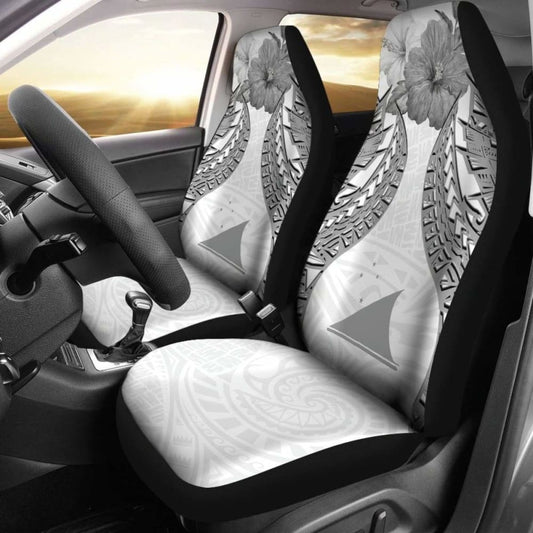 Tokelau Polynesian Car Seat Covers Pride Seal And Hibiscus White - 232125 - YourCarButBetter